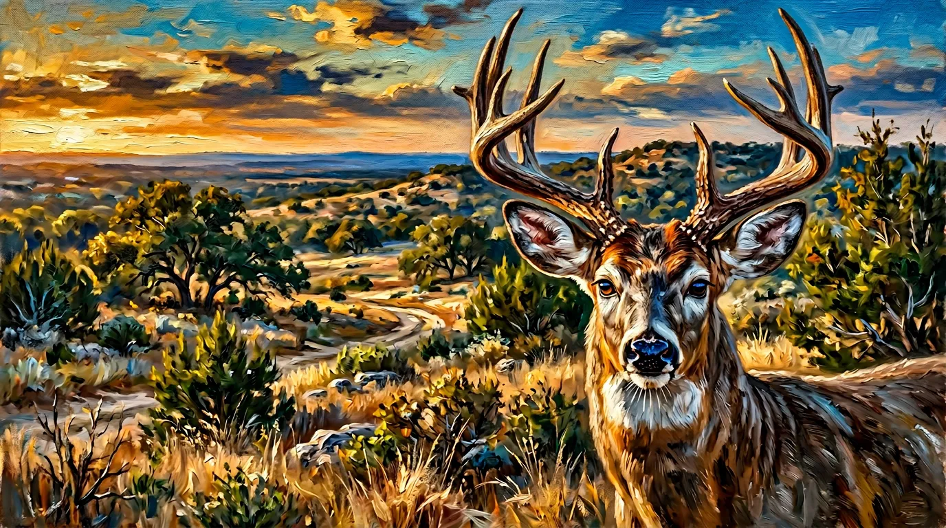Oil painting of a whitetail buck